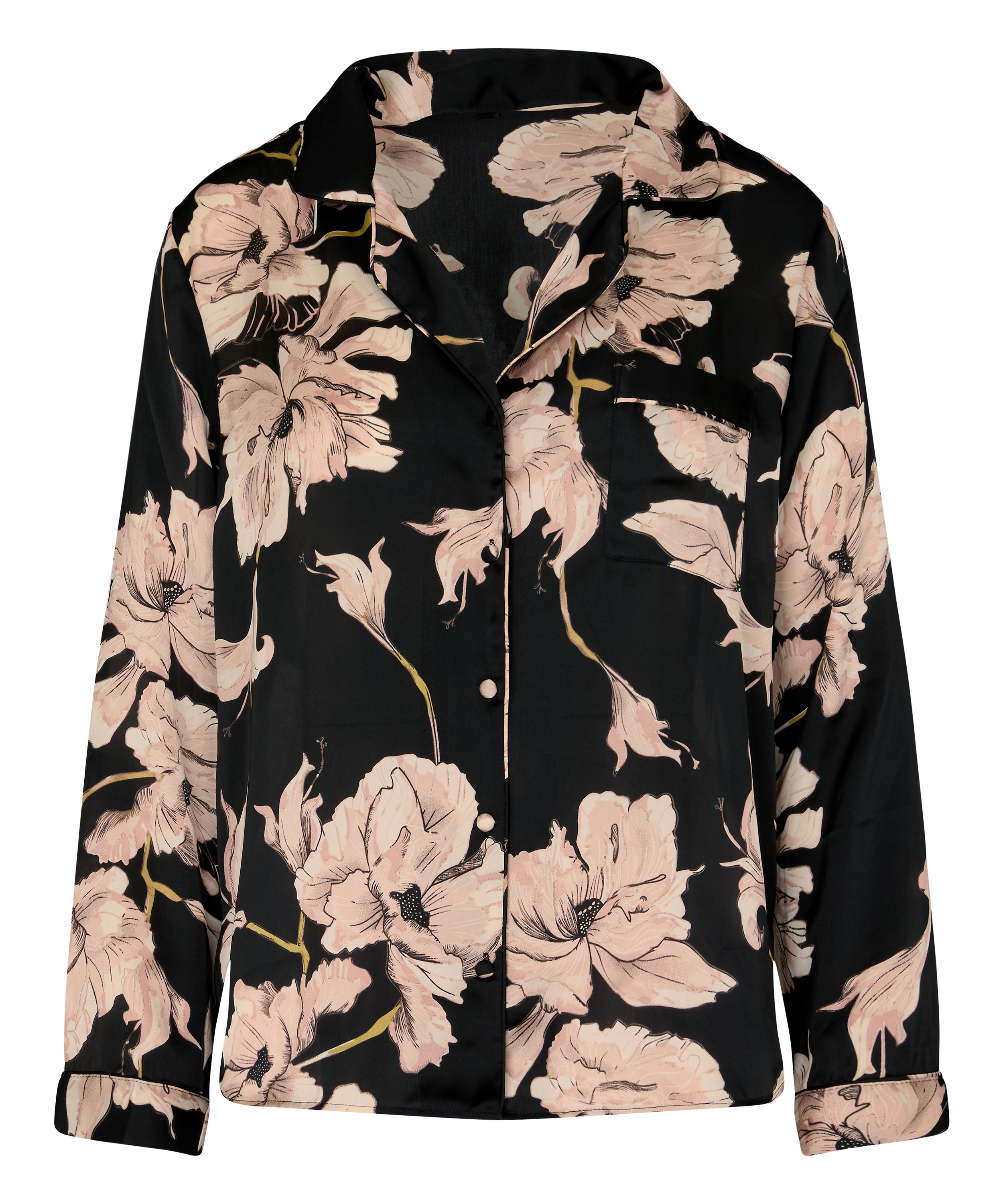 Satin Jacket Flower, Black, main