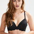 Scallop padded underwired bikini top Cup E +, Black