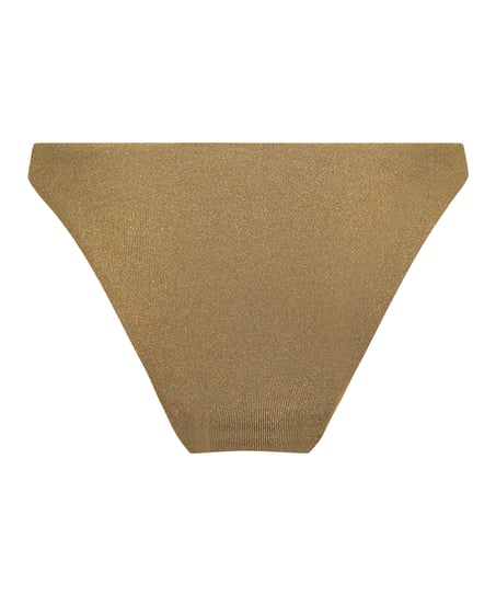 Goldie Shimmer High-Leg Bikini Bottoms, Yellow