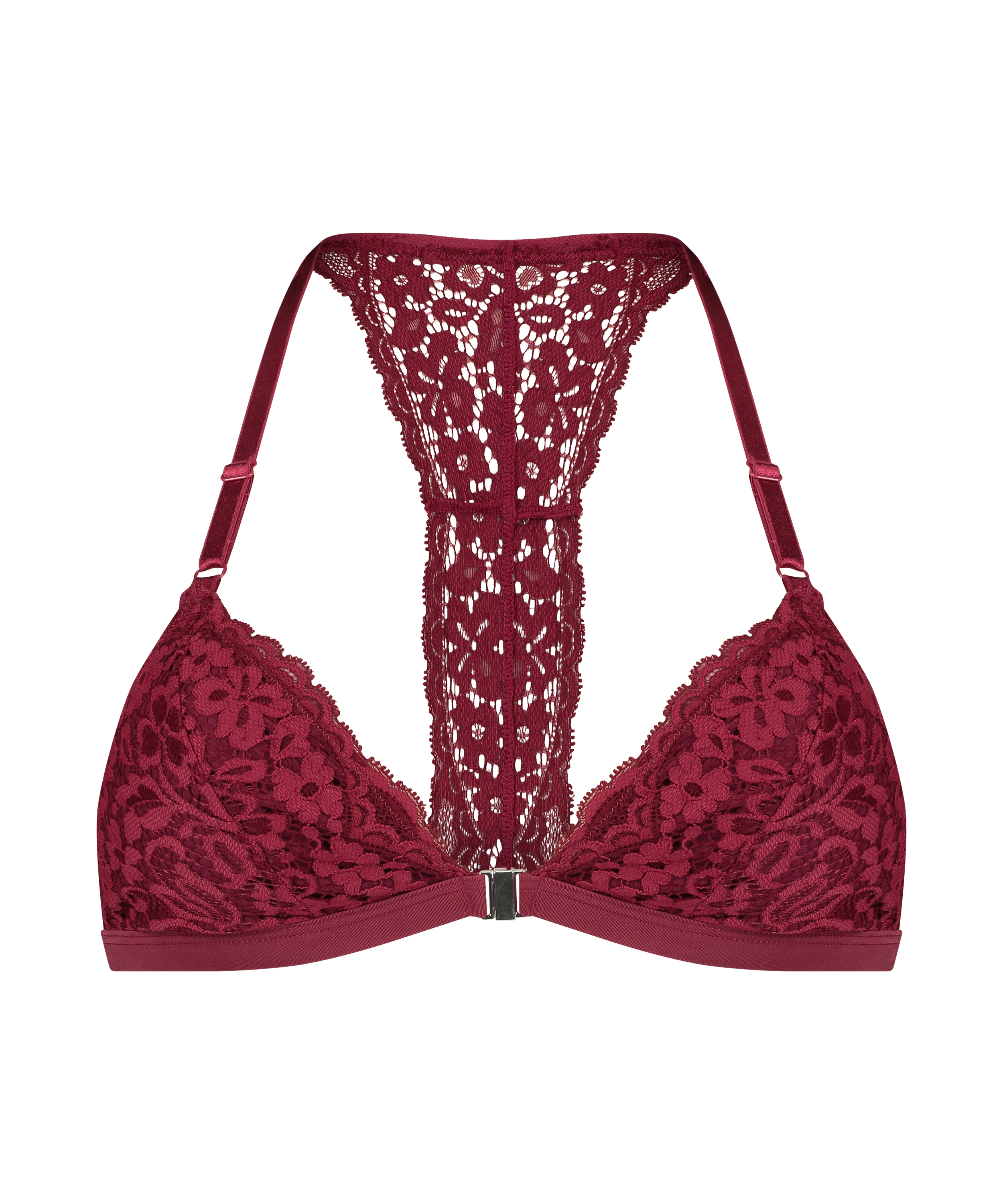 Rose Padded Triangle Bralette, Red, main