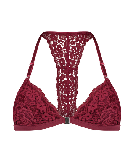 Rose Padded Triangle Bralette, Red