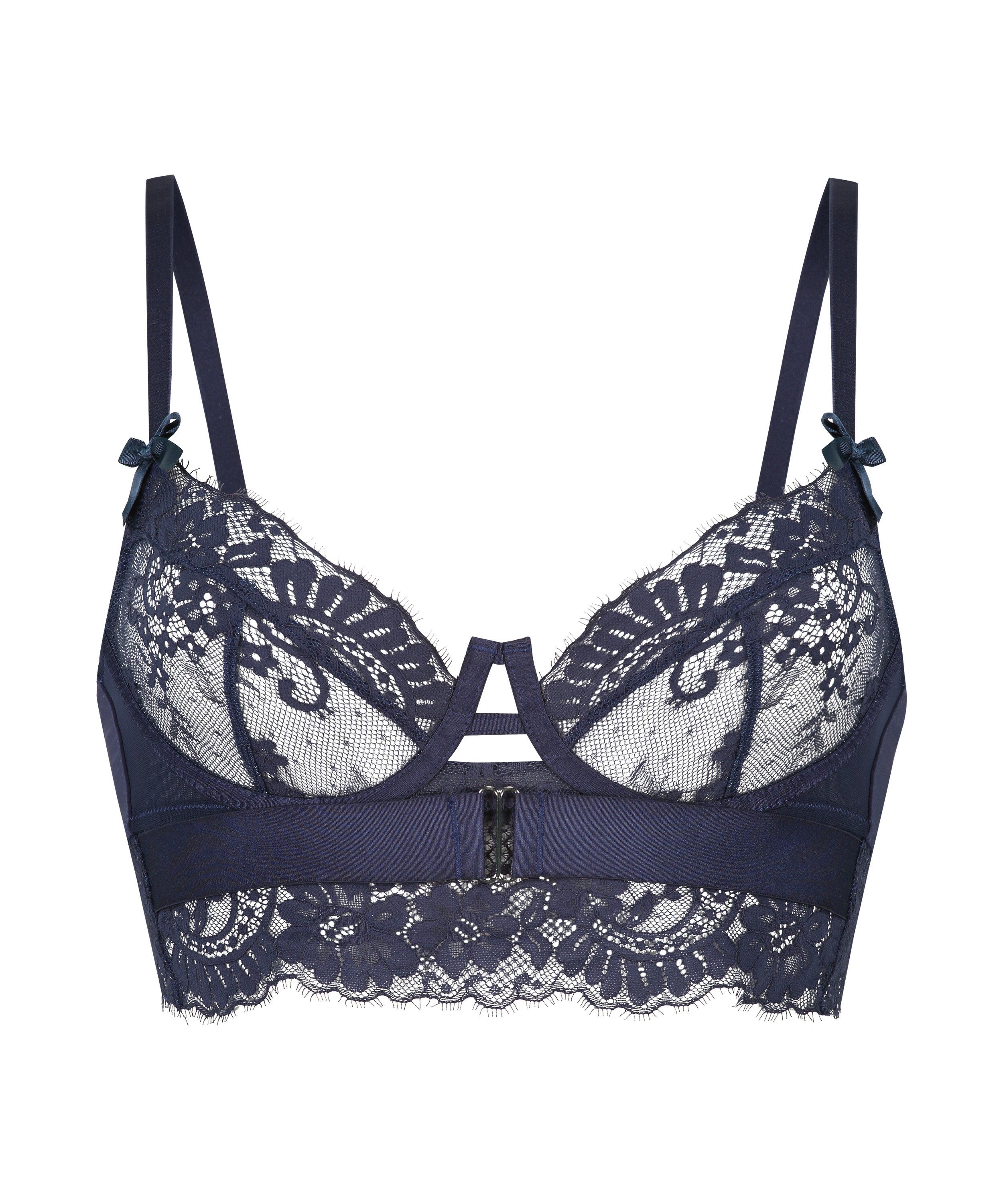 Blossom Non-Padded Underwired Longline Bra, Blue, main