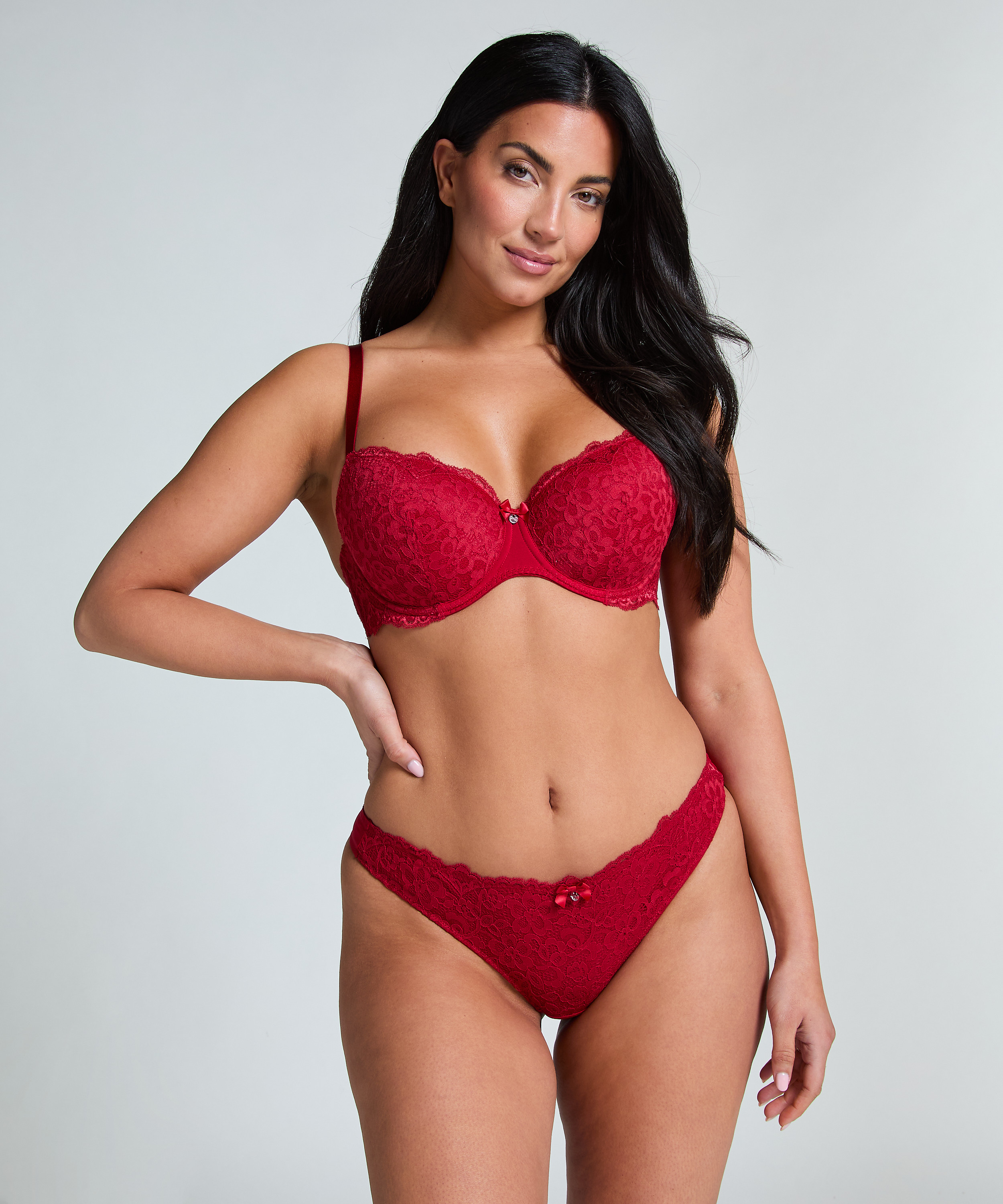 Marine Padded Underwired Bra, Red, main