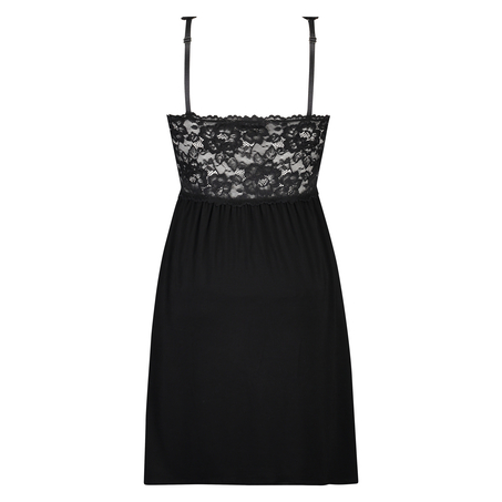 Modal Lace Slip Dress, Black