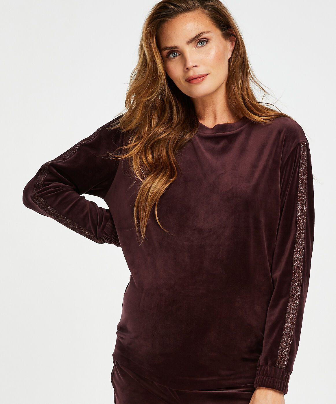 Velvet Shimmer maternity top, Purple