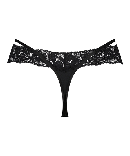 Elliena Extra Low V Thong, Black