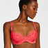 Padded Underwired Demi-Cup Bra Duckie, Red
