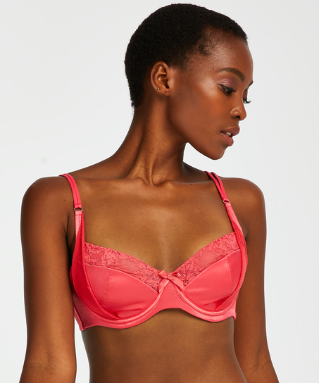 Padded Underwired Demi-Cup Bra Duckie, Red