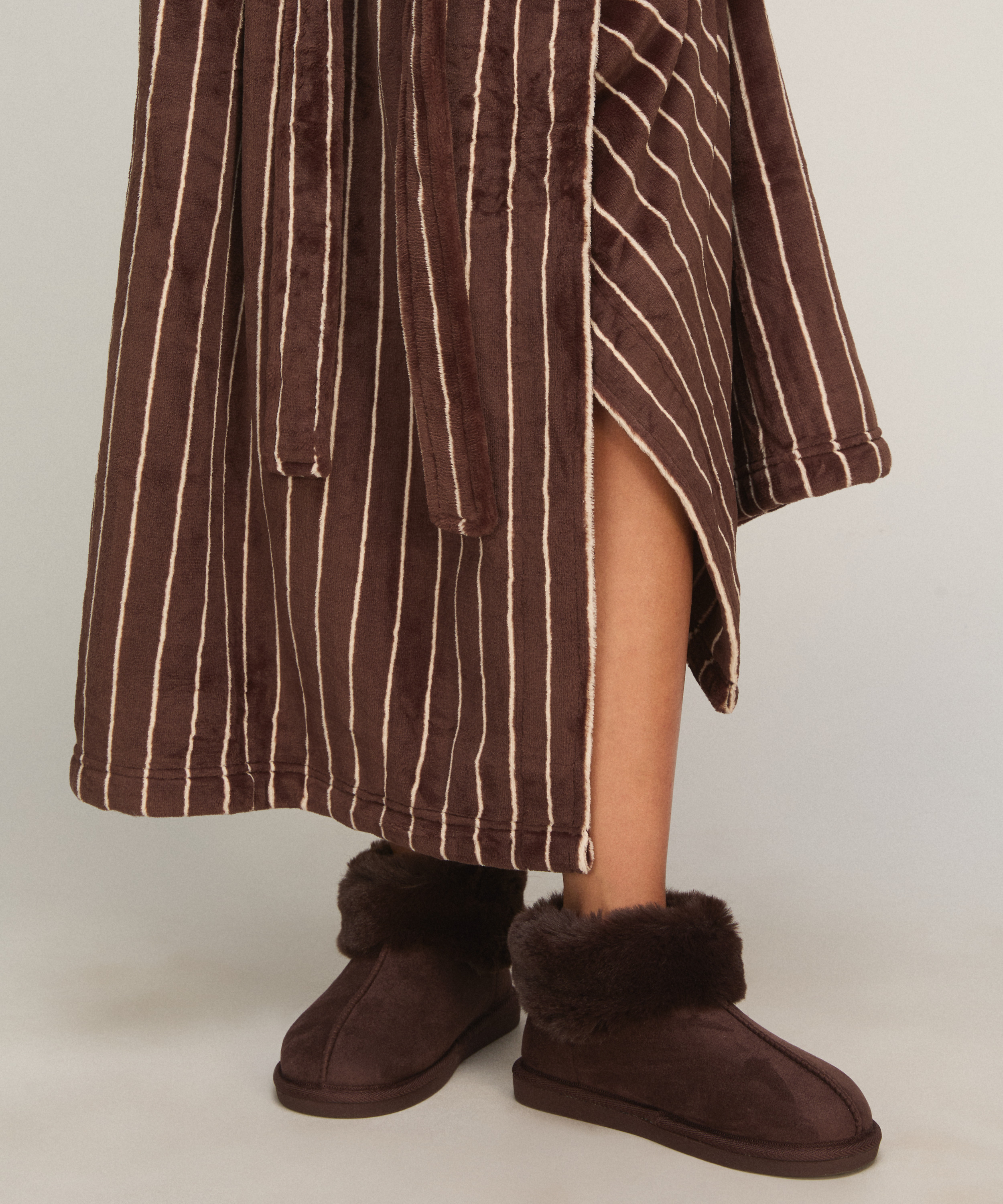 Slipper Boot Faux Suede, Brown, main