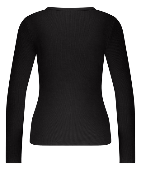 Long-Sleeved Pyjama Top, Black