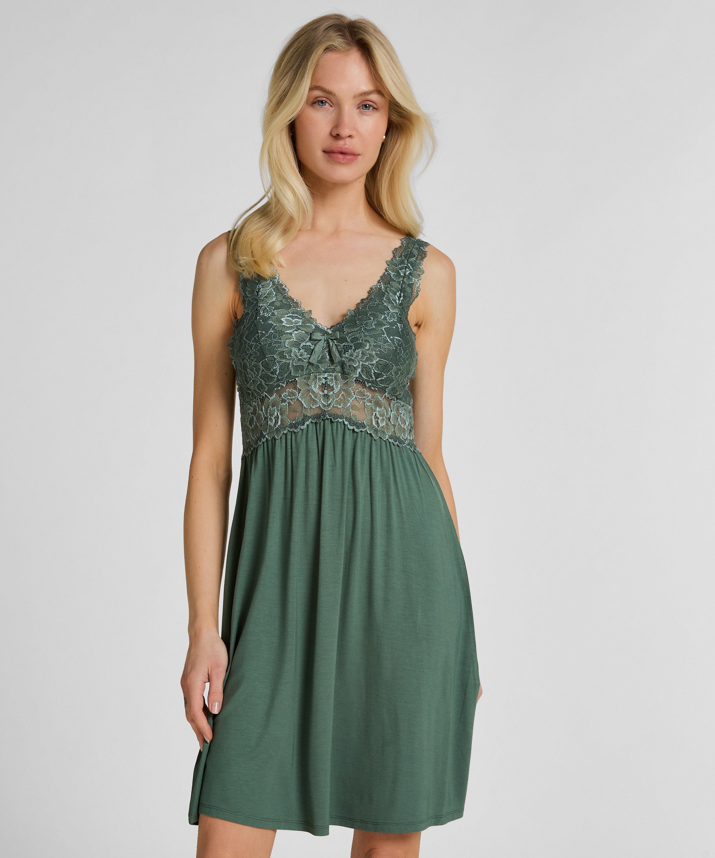 Nora Lace Slip Dress, Green, main