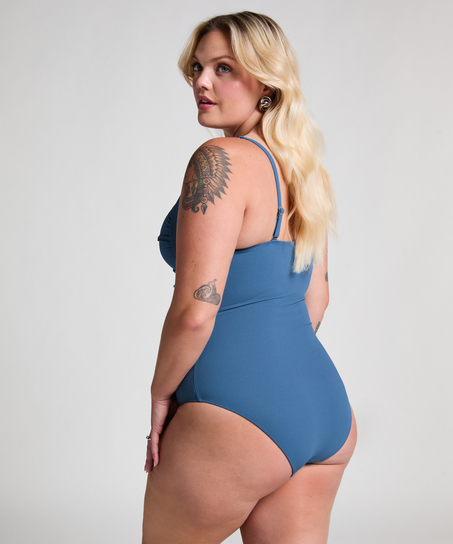 Shaping Scallop Swimsuit, Blue