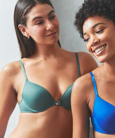 Plunge Padded Underwired Bra, Green