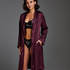 Satin Fleece Bathrobe, Purple