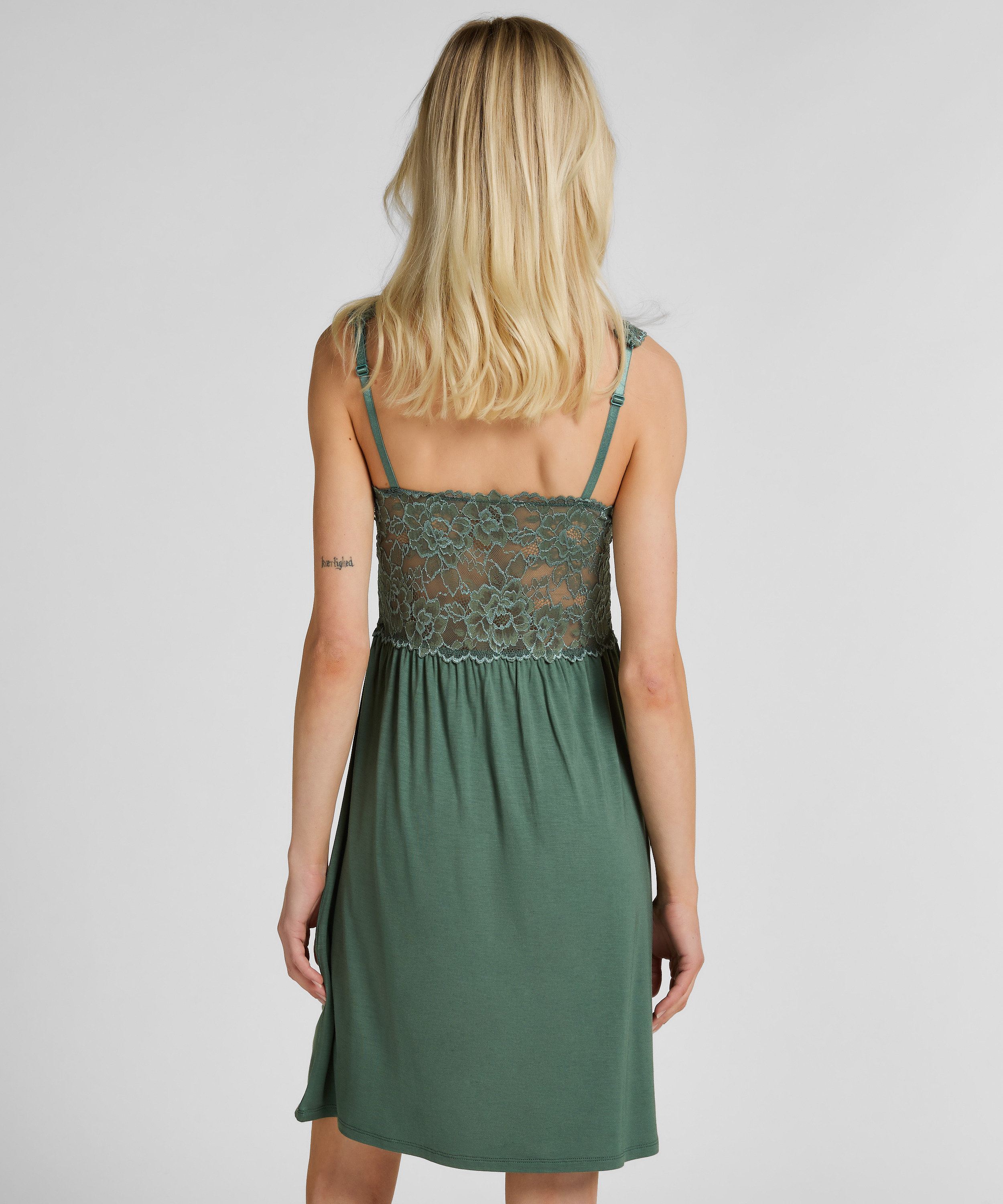 Nora Lace Slip Dress, Green, main