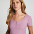 Henley Short Sleeved Pyjama Top, Purple