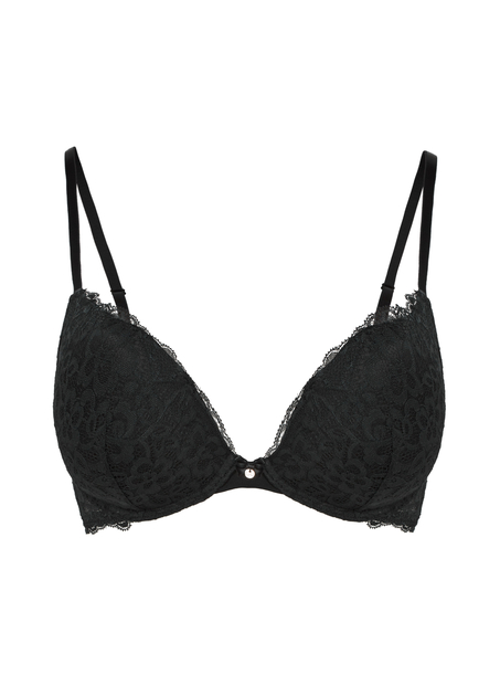 Marine Padded Push-Up Underwired Bra, Black