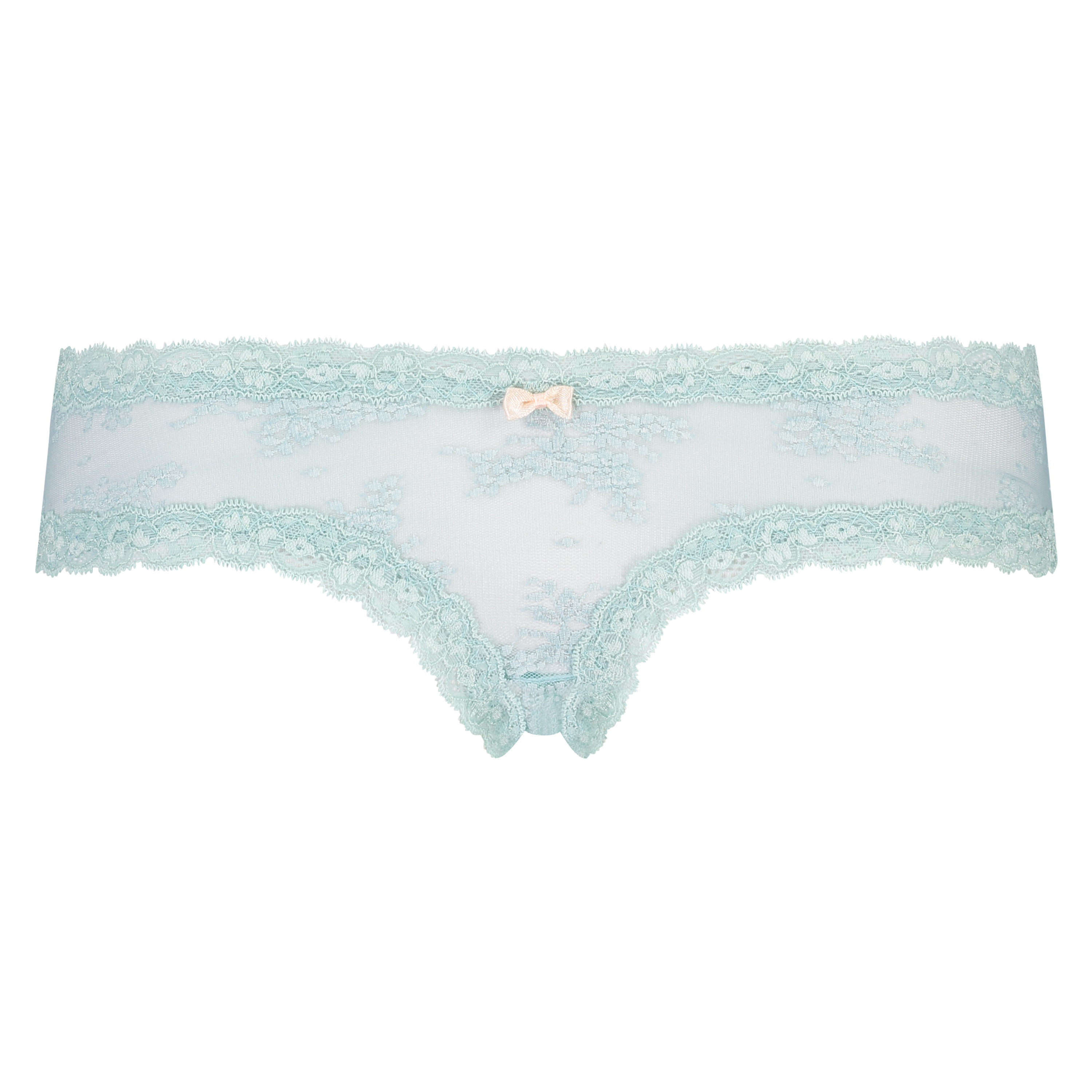 Floral Mesh V-shaped Brazilian Knickers, White, main