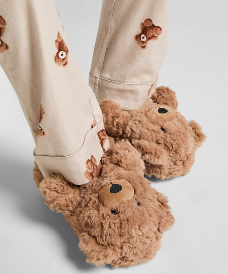 Slippers Teddy Bear, Beige