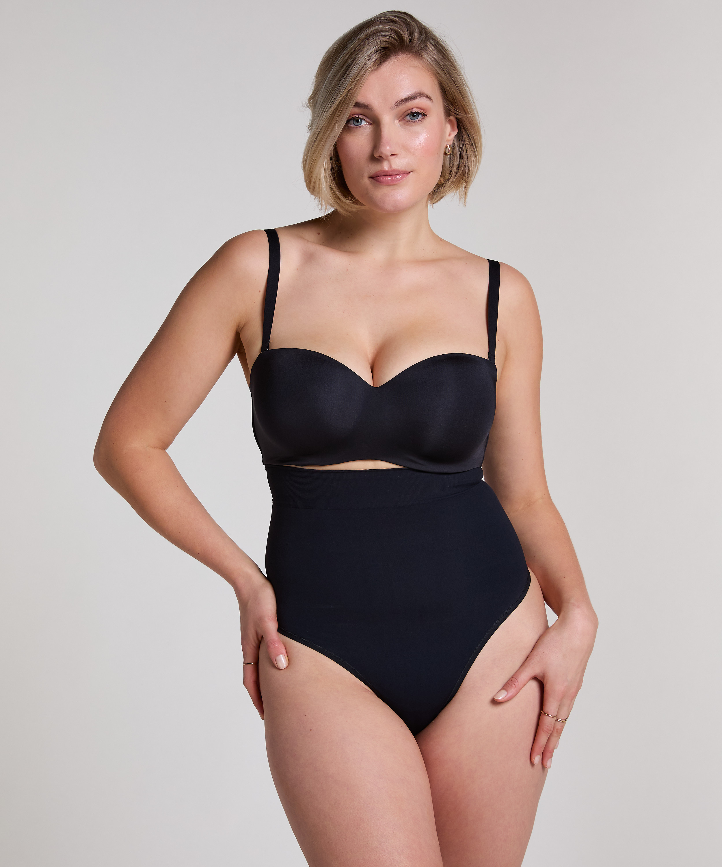 Seamless Enhancing High Waisted Thong, Black, main