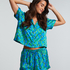 Satin pyjama shorts, Blue