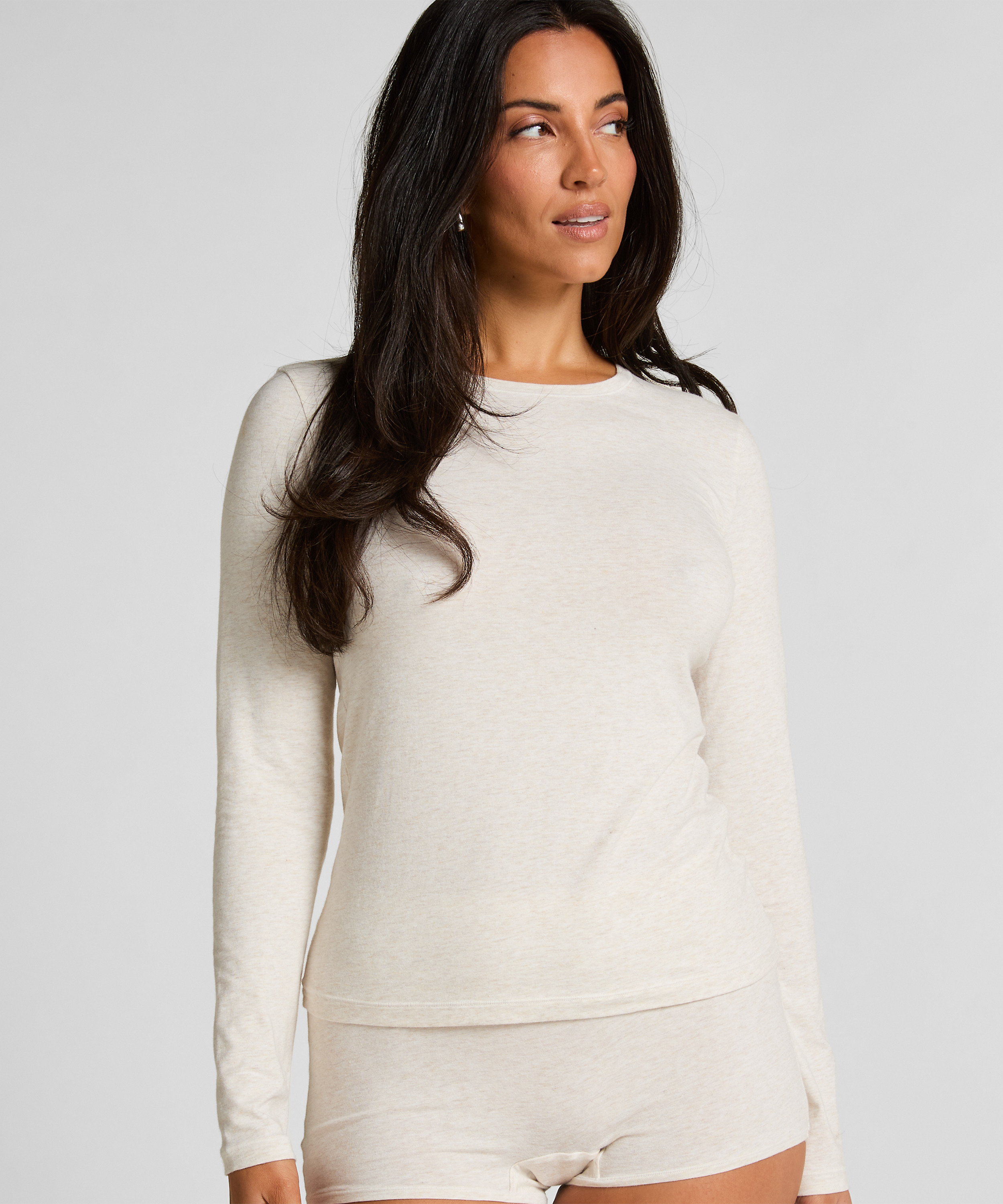 Longsleeved Shirt from Soft Cotton, Beige, main