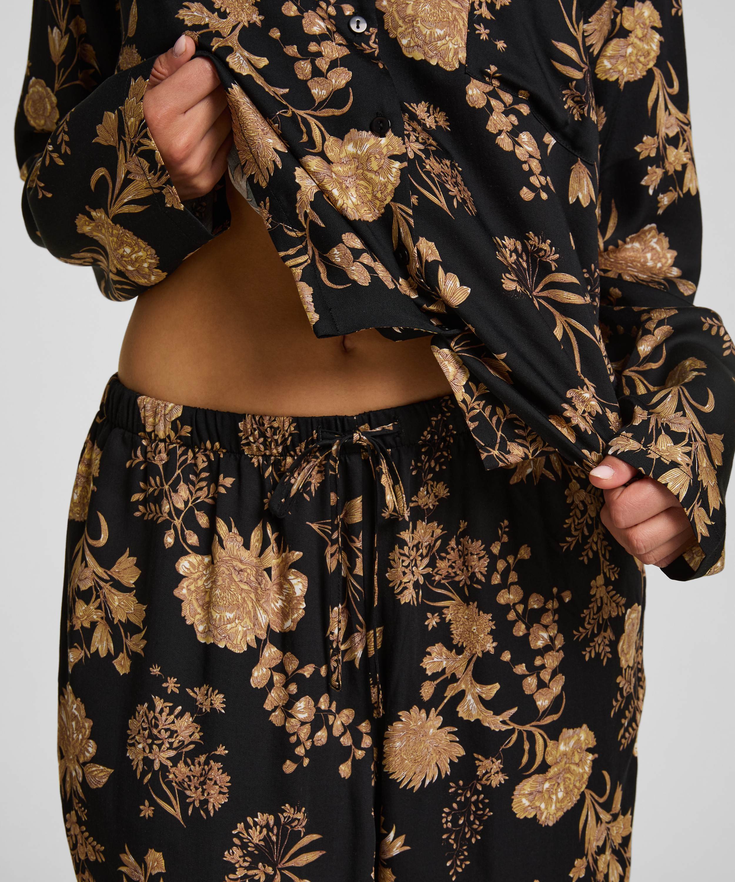 Pants Woven Print, Black, main