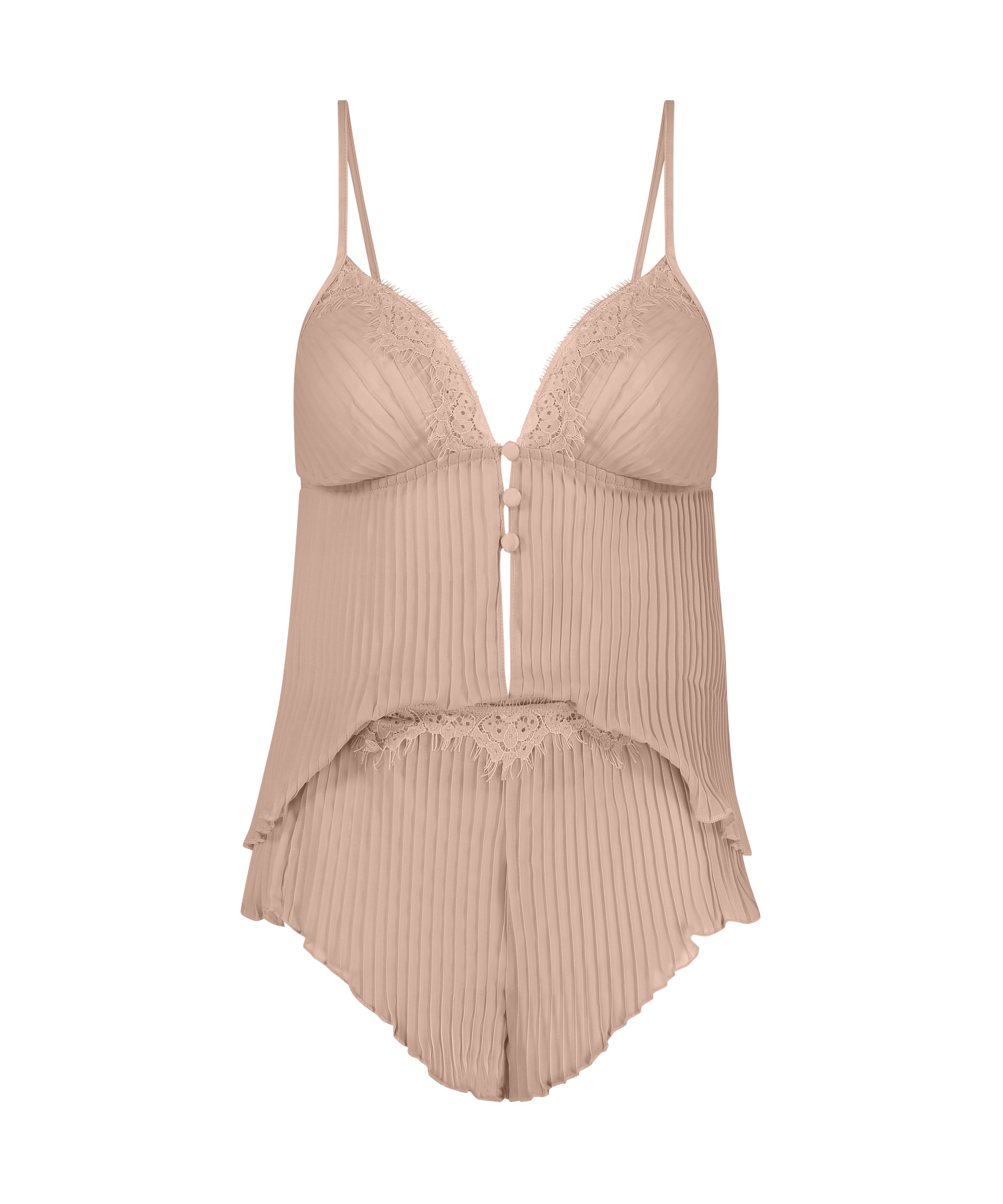 Chiffon Plisse Cami Set, Pink, main