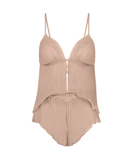 Chiffon Plisse Cami Set, Pink