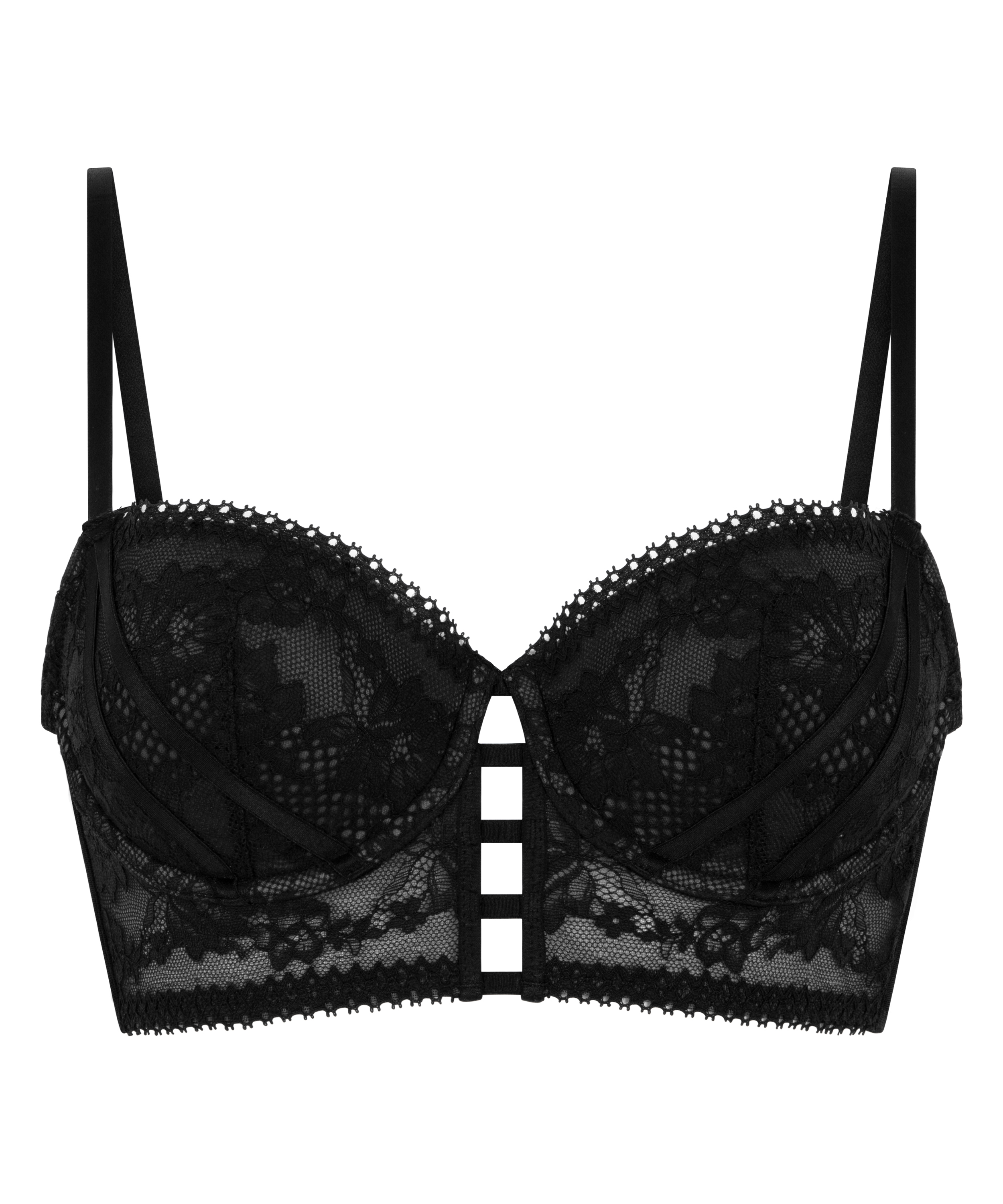 Vera Padded Longline Underwired Bra, Black, main