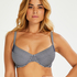 Ruffle non-padded underwired bikini top, Blue