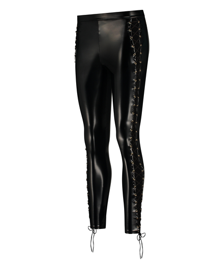 Lace-up leggings, Black