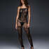 Fishnet Lace Mix Catsuit with open crotch, Black