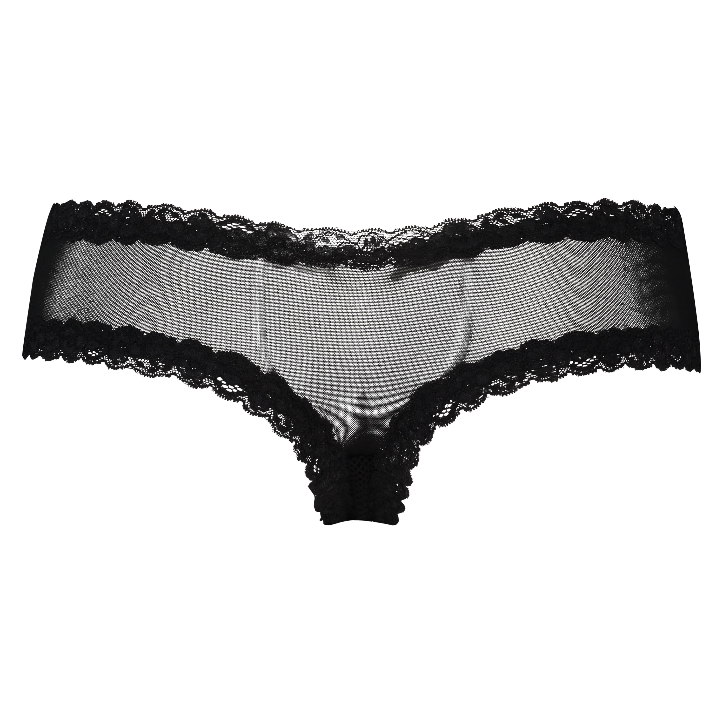 V-shaped Brazilian knickers mesh, Black, main