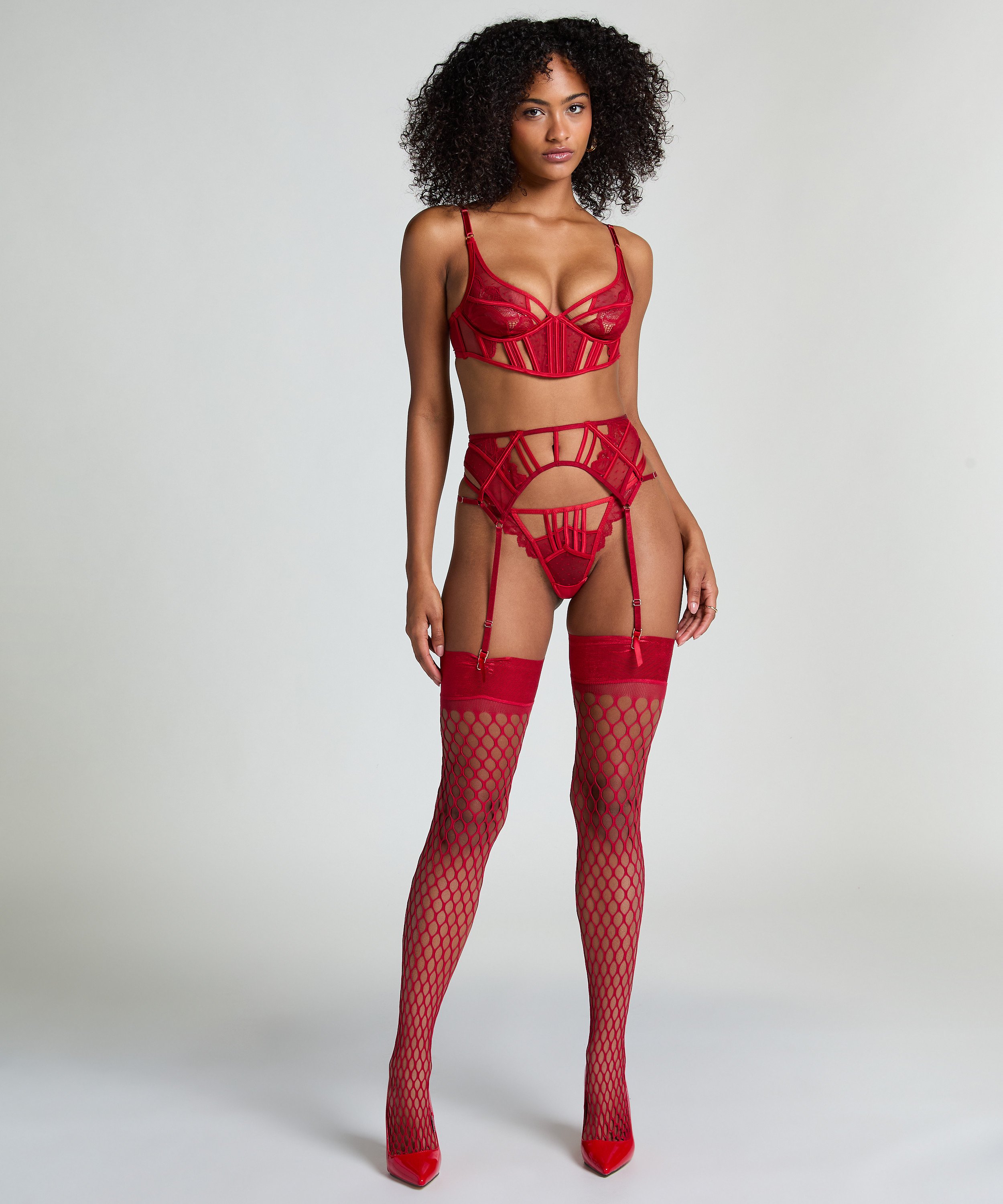 Private Stockings Fishnet, Red, main