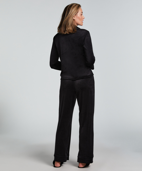 Velours Long-Sleeved Jacket, Black