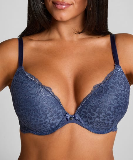 Marine Padded Push-Up Underwired Bra, Blue