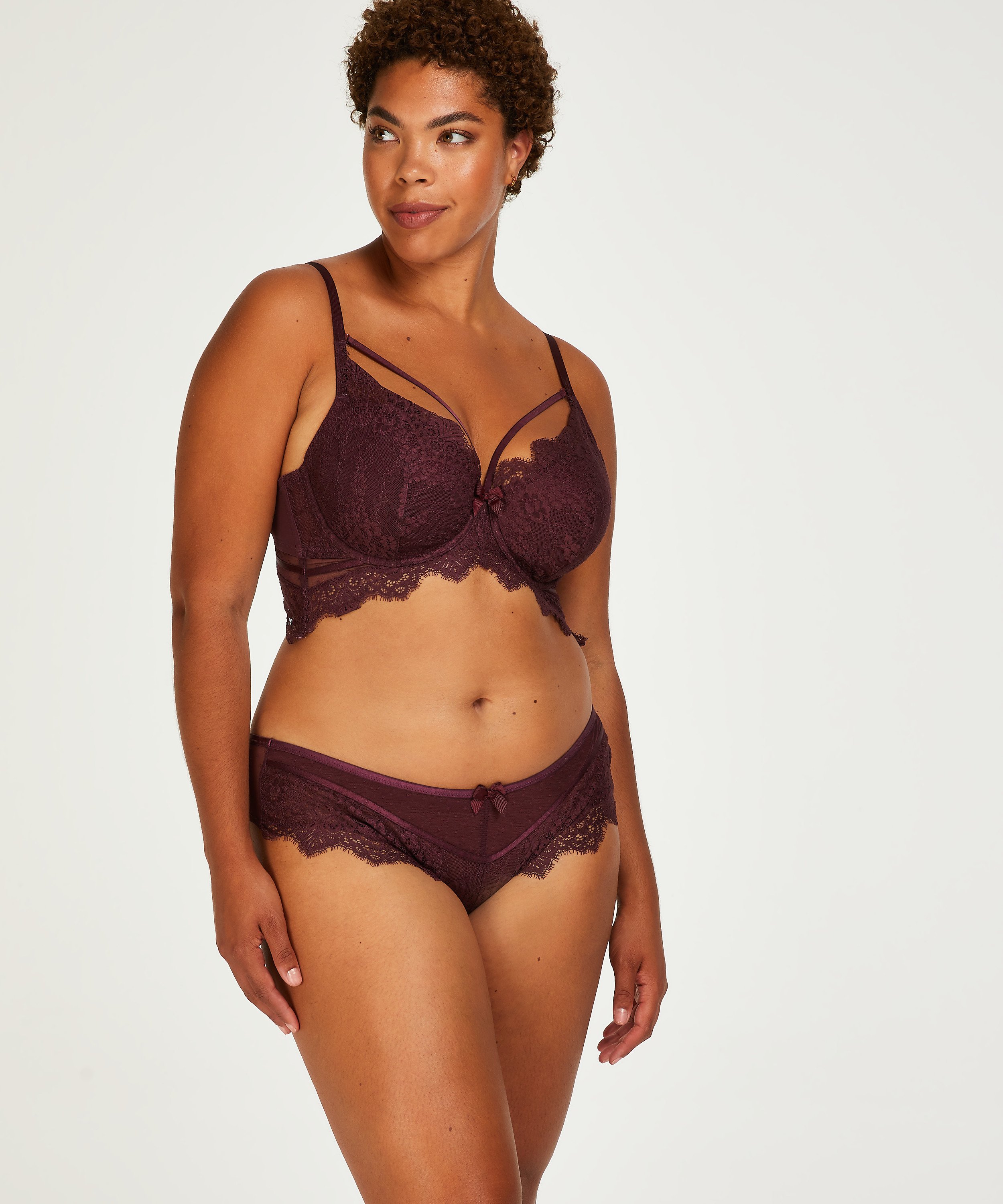 Marilee Padded Underwired Longline Bra, Purple, main