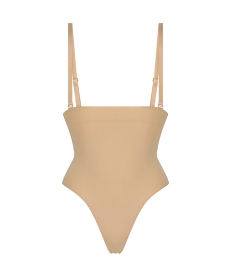 Seamless Enhancing High Waisted Thong, Beige
