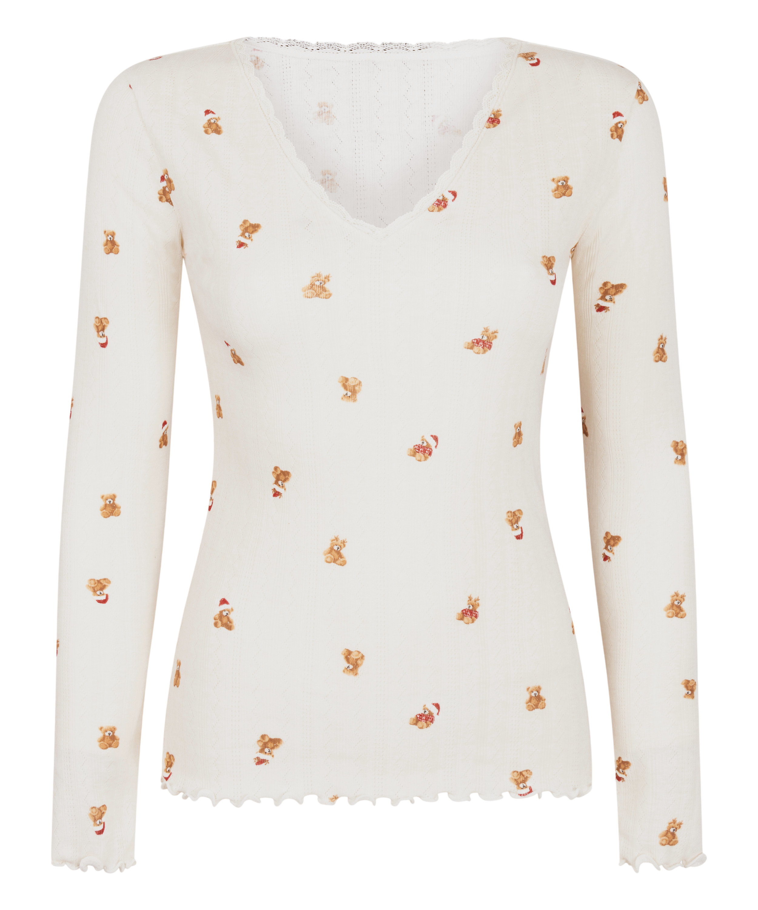 Pointelle Pyjama Top, White, main