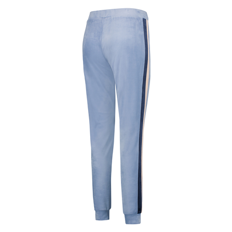 Striped Velvet Jogging Pants, Blue