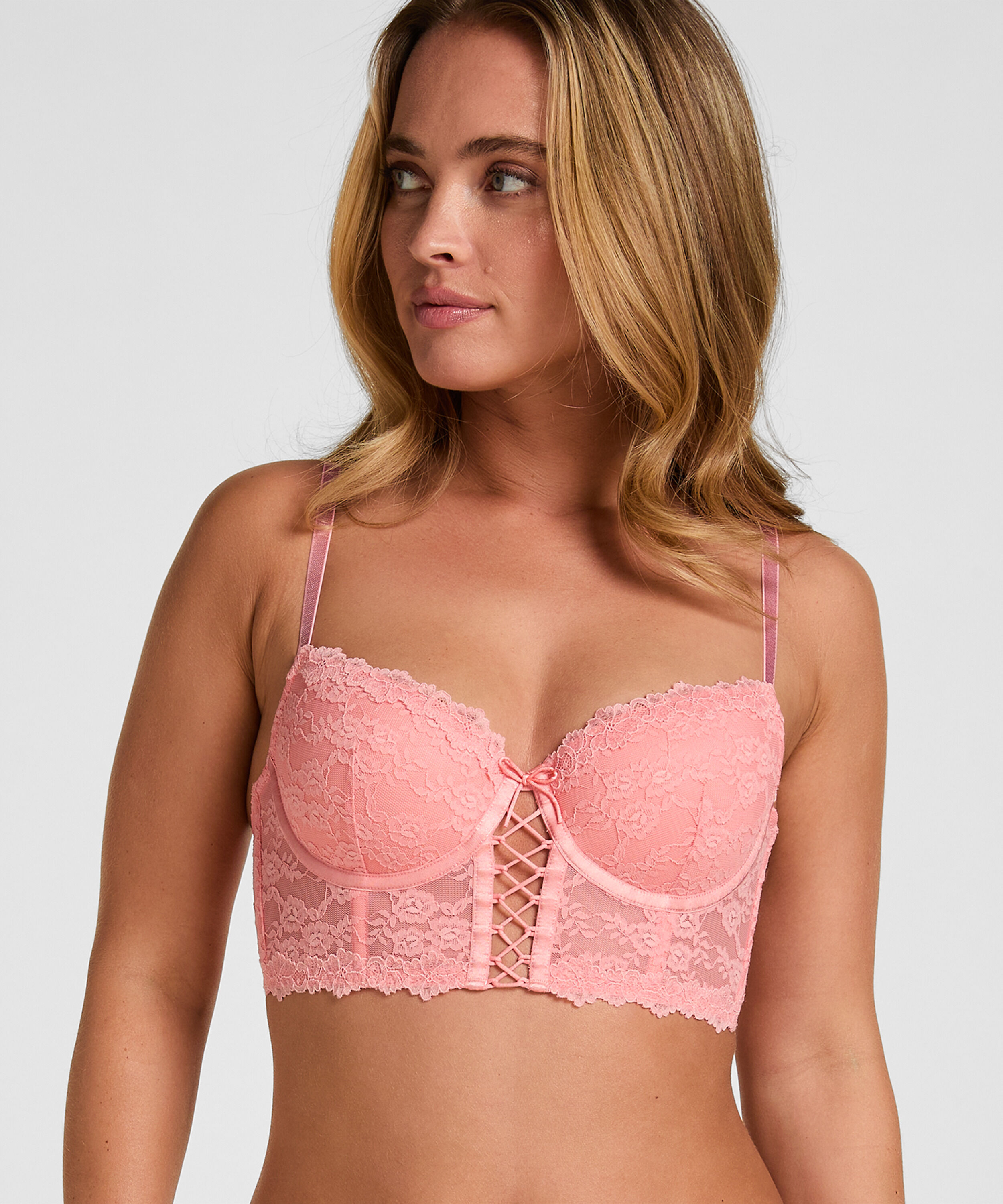 Padded Underwired Longline Bra Aveline, Pink