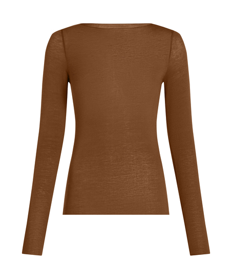 super soft Boatneck shirt with Cashmere, Brown