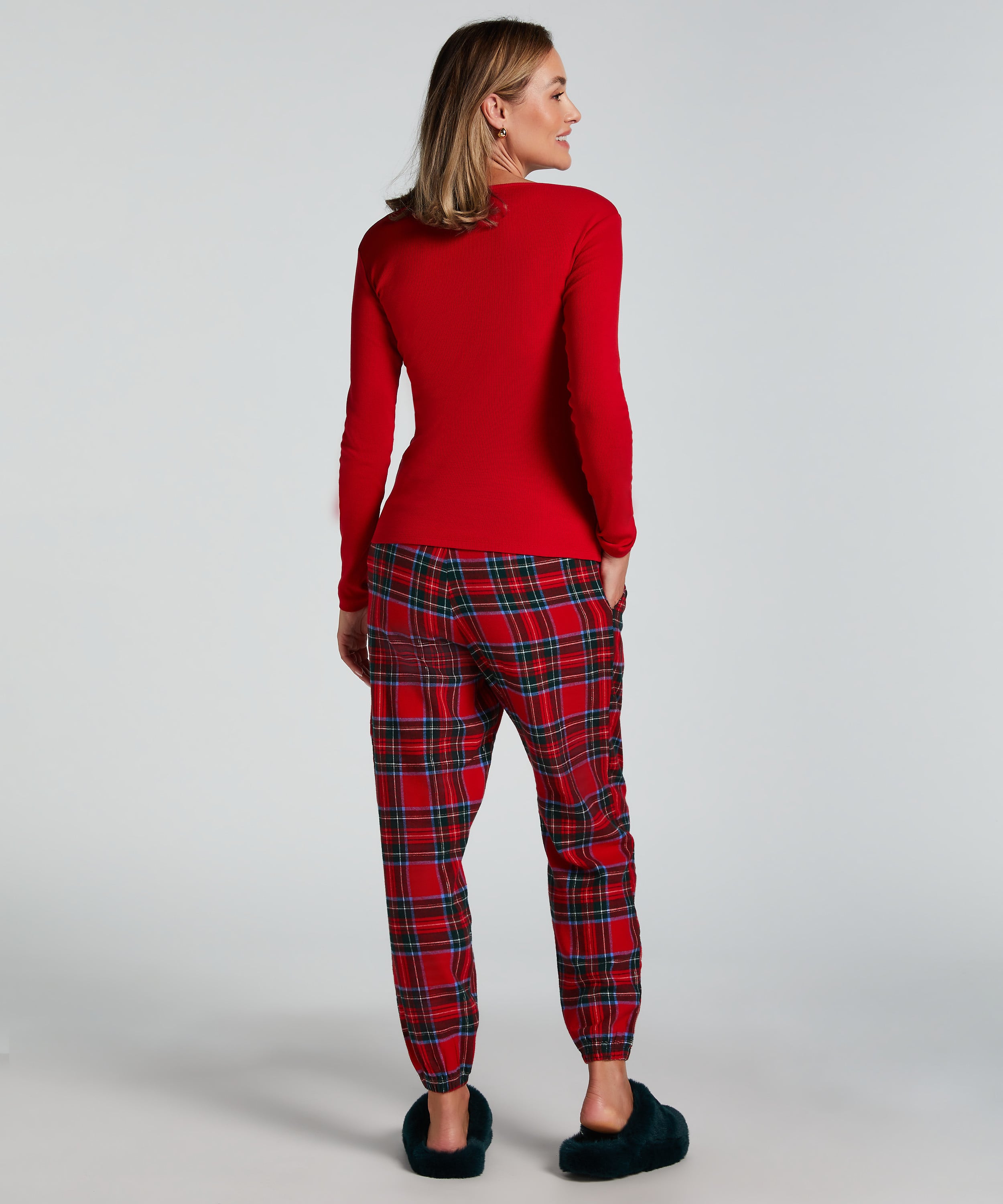 Long-Sleeved Pyjama Top, Red, main