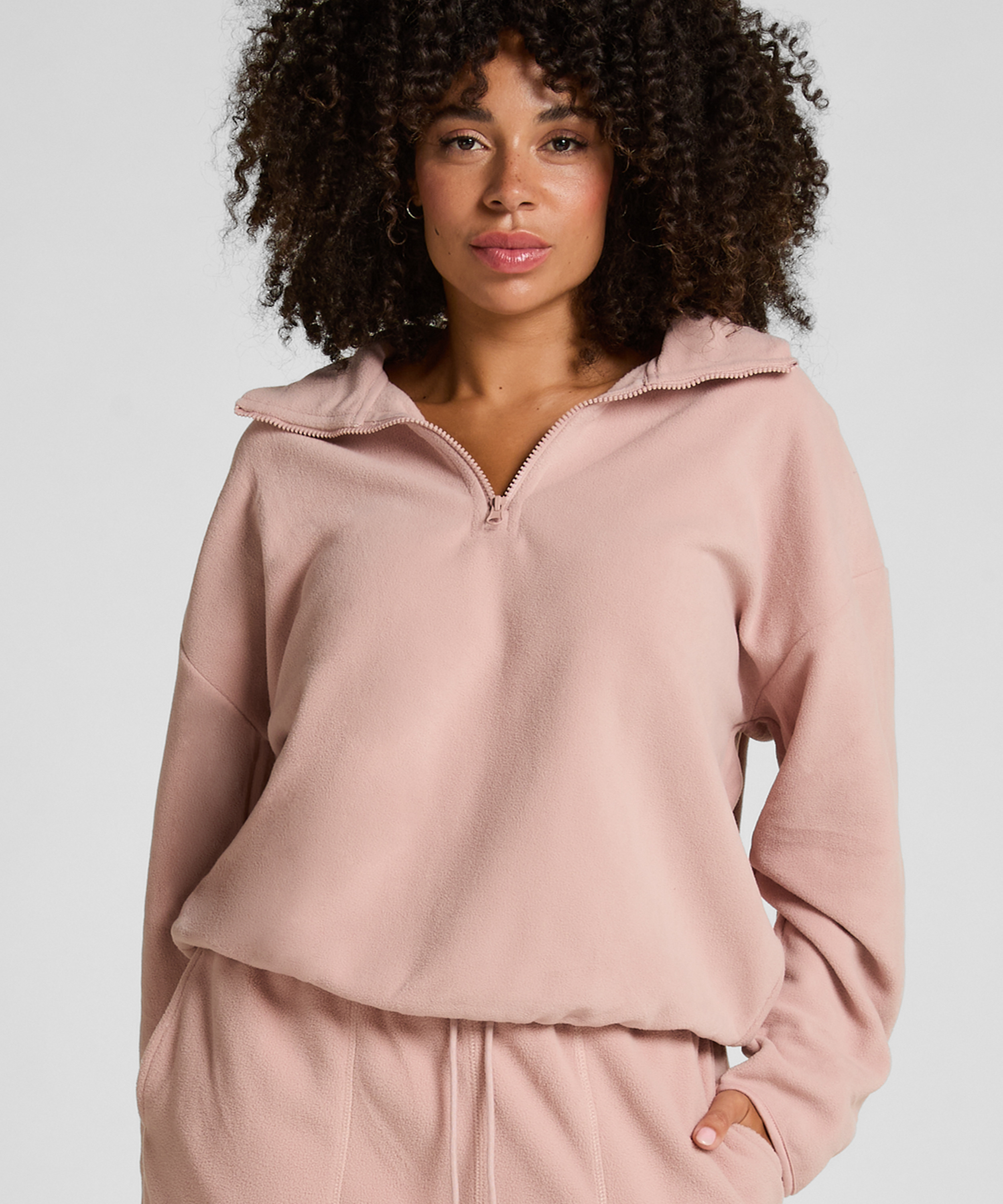 Top Half Zip Sporty Fleece, Pink, main
