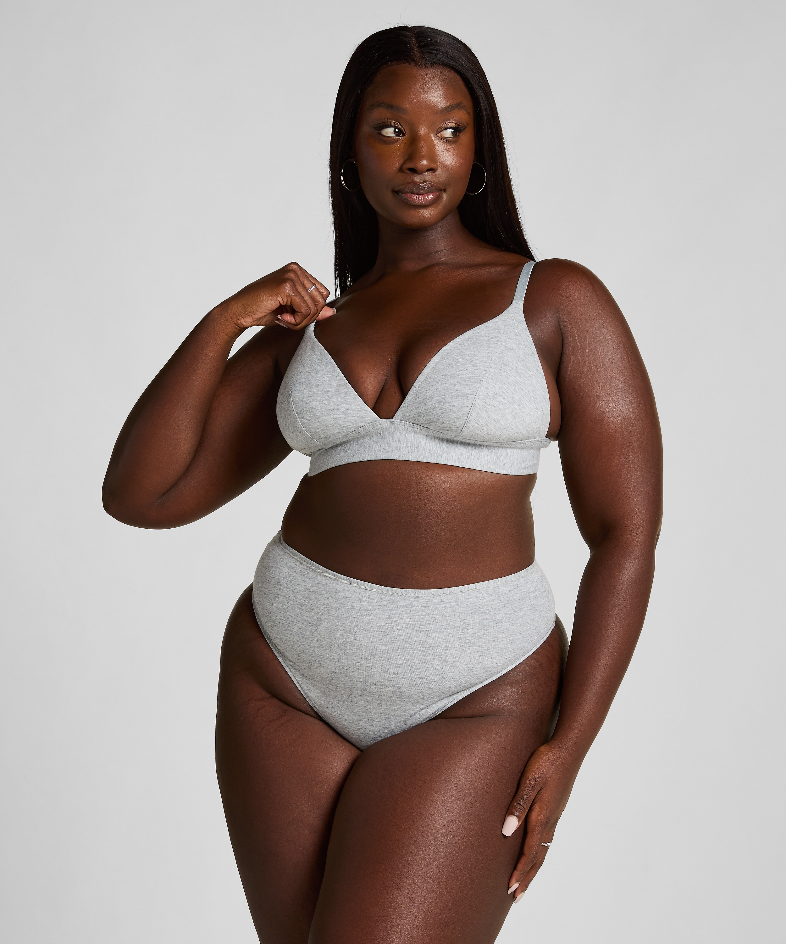 Cotton Bralette, Gray, main