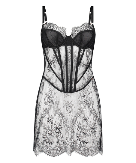 Lace Camille Slip dress, Black