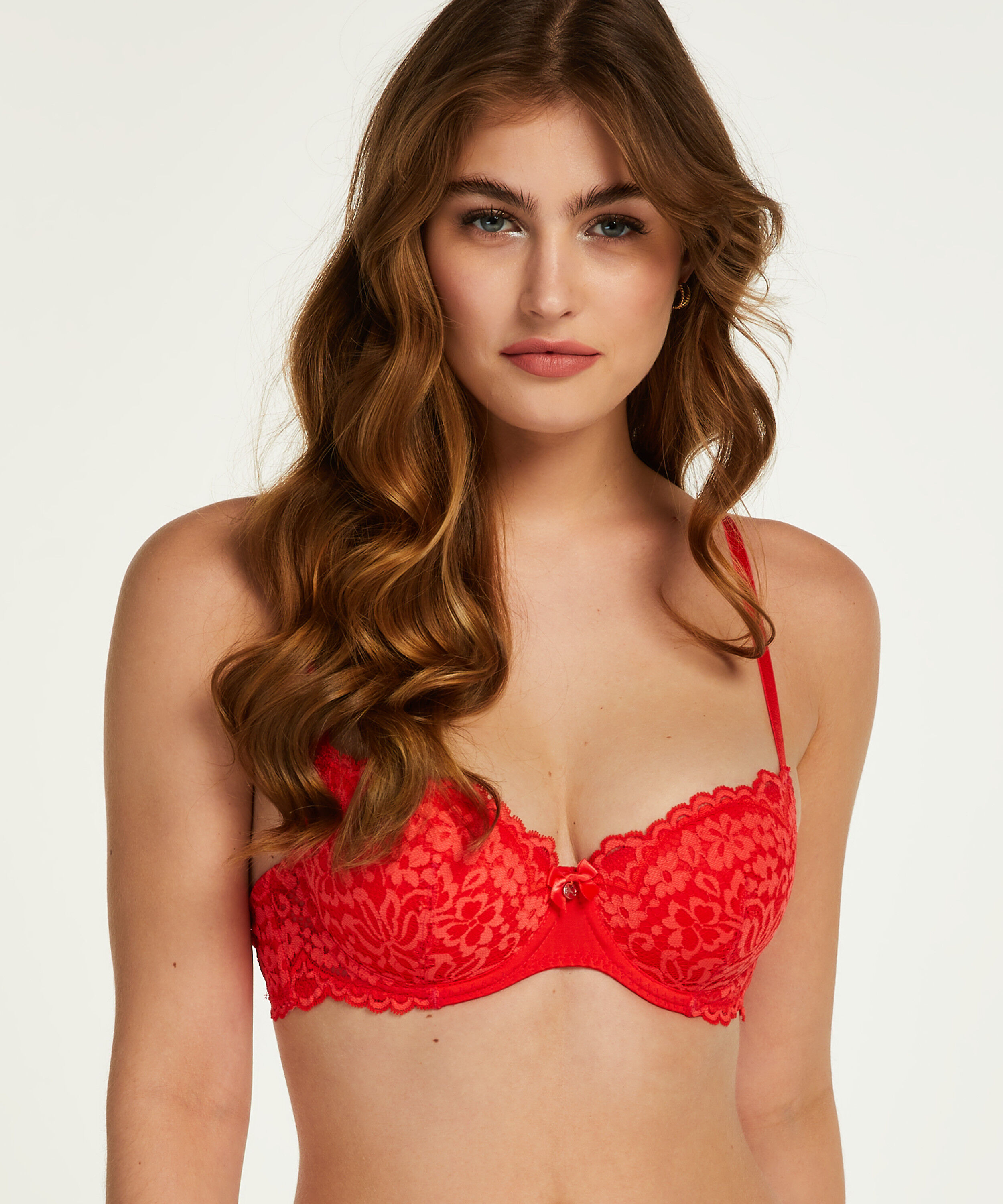 Rose Padded Underwired Bra, Red