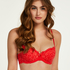 Rose Padded Underwired Bra, Red