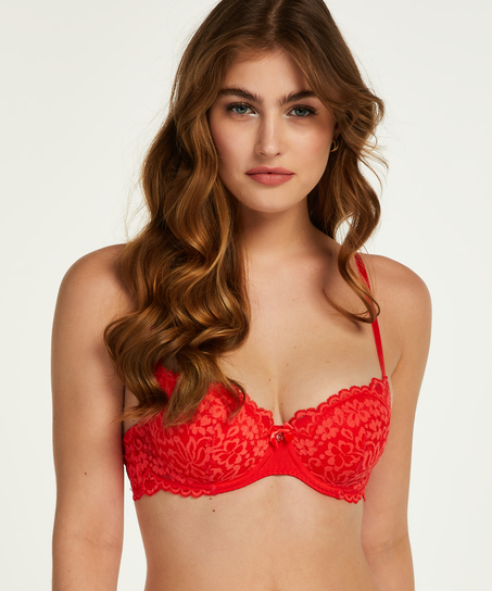 Rose Padded Underwired Bra, Red